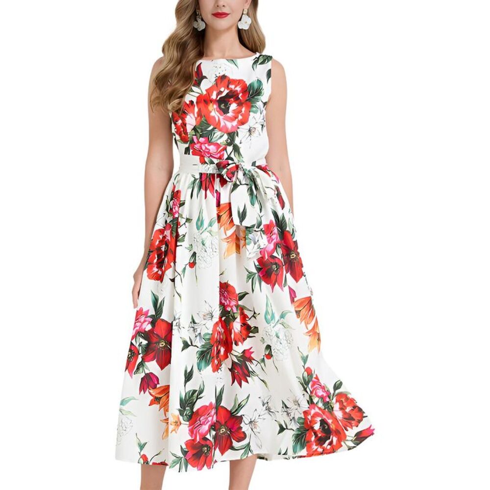 Elaine Womens  Printed Midi Dress